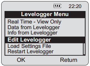solinst leveloader 8 levelogger gold menu connect to levelogger connect to logger connect to datalogger image