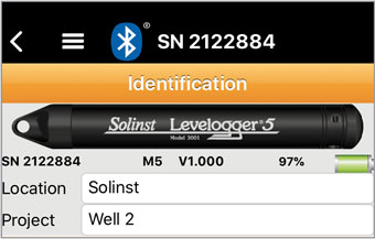 identificación de solinst datalogger en la aplicación solinst levelogger 5 ios