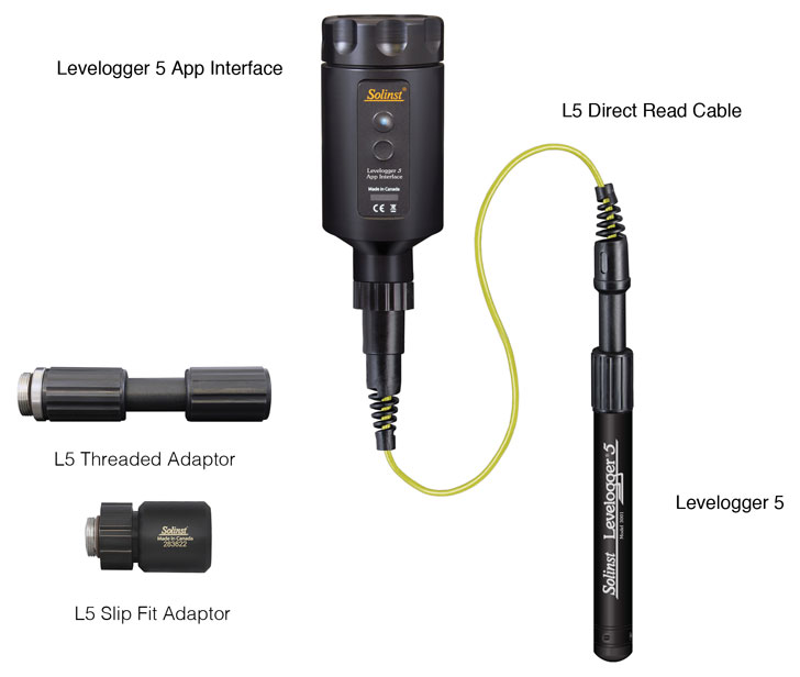 solinst levelogger app interface connection to direct read cable and to levelogger 5