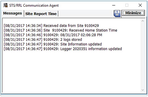 solinst sts communication agent messages window