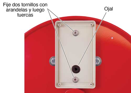 asegure la caja electrónica a la placa frontal del carrete de alimentación solinst con dos tornillos phillips