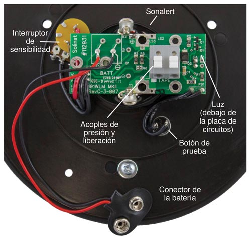 parte posterior de la placa frontal del medidor de nivel de agua solinst mk2 con luz de estilo más antiguo