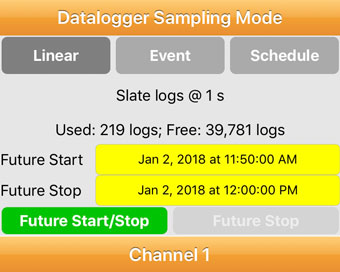 aplicación solinst levelogger 5 que establece un tiempo de parada futuro para ios
