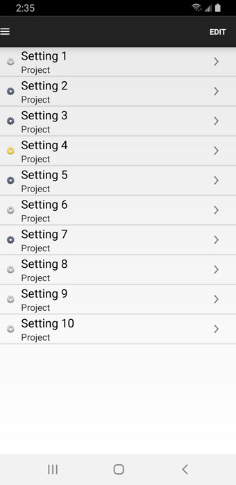 pantalla de configuración de la aplicación solinst levelogger 5 para android