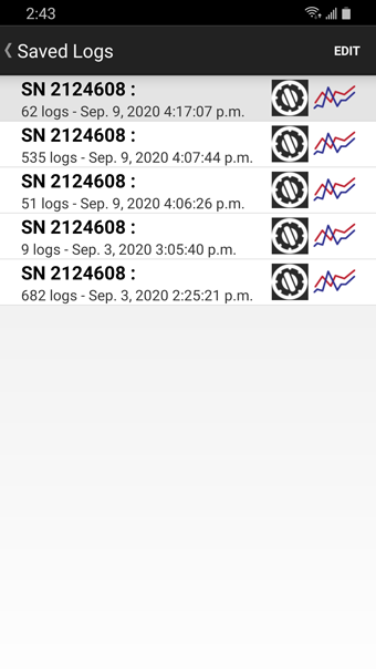 aplicación solinst levelogger 5 visualización de registros guardados para android