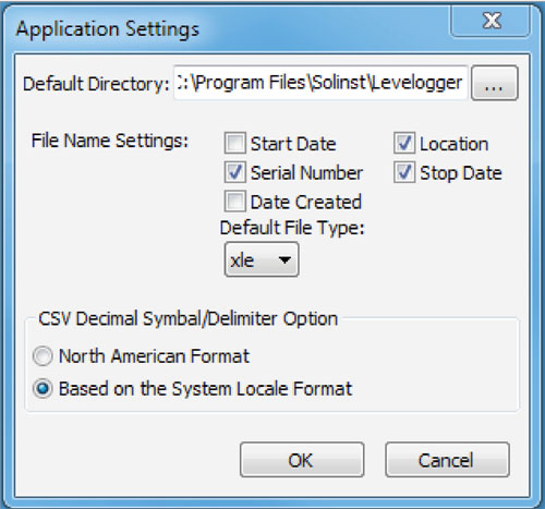 Ventana de Application Settings ventana de application settings