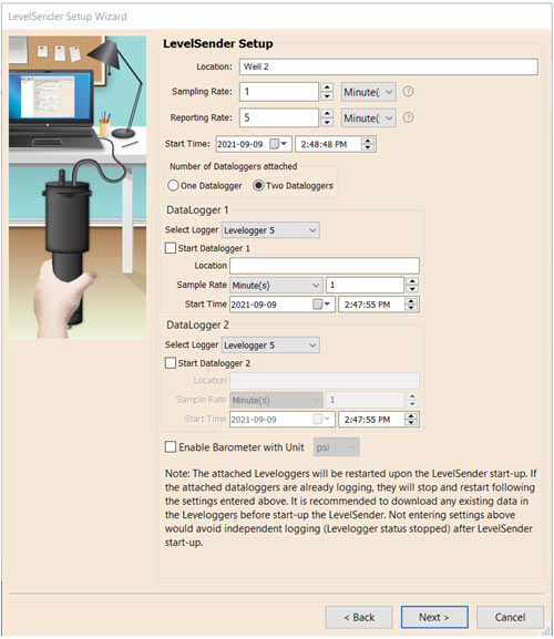 figura 4-10 configuración de levelsender