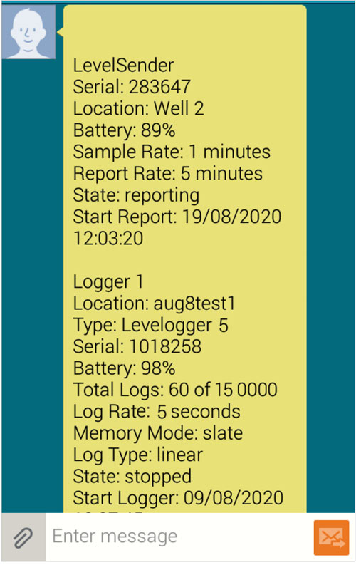 figura 5-2 mensaje sms del levelsender