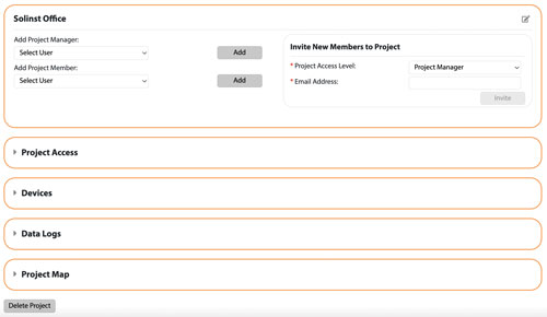 solinst cloud detalles de acceso al proyecto