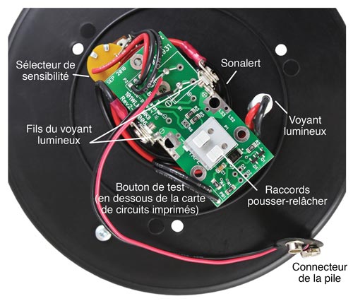 mini compteur de niveau d'eau de solinst 102m mk2 arrière de la façade montrant des connexions de câblage et l'emplacement des composants électriques