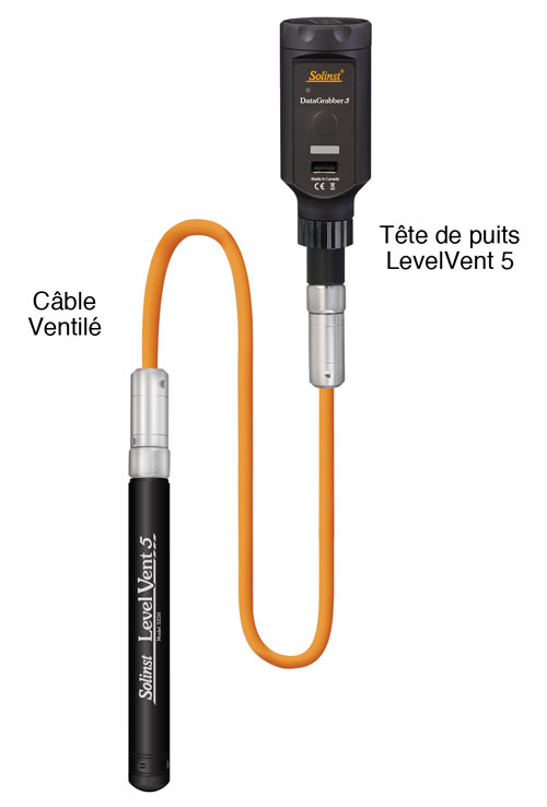 solinst datagrabber 5 connecté à l'enregistreur de niveau d'eau ventilé levelvent 5