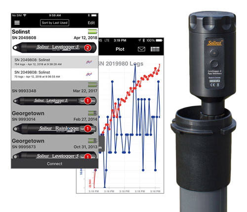 solinst application et interface de l'app levelogger