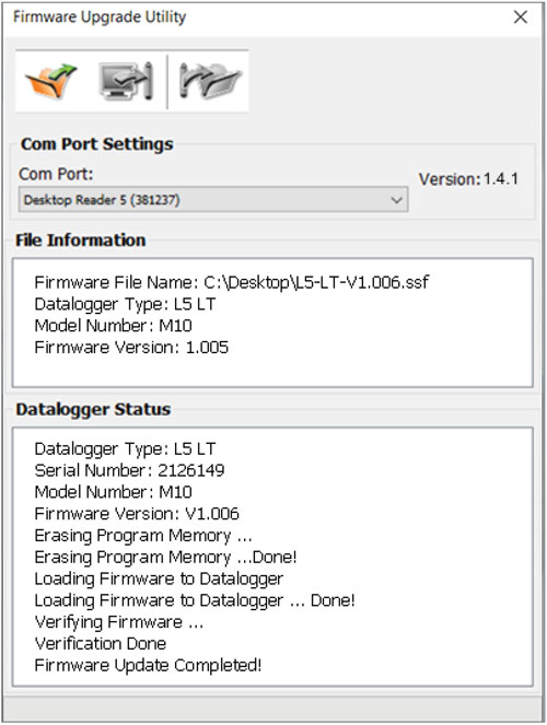 figure 12 1 fenêtre firmware upgrade utility (utilitaire de mise à jour des microprogrammes)