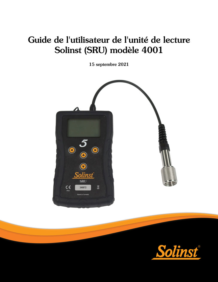 guide de l'utilisateur de l'unité de lecture solinst (sru) modèle 4001