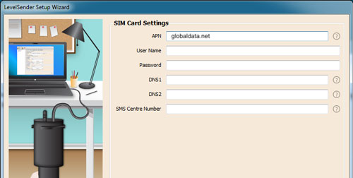 assistant de configuration du logiciel solinst levelsender 5 paramètres de la carte sim