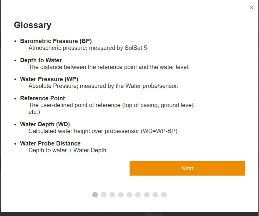 figure 4-1 glossaire de configuration de solsat 5