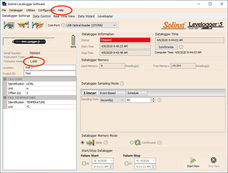 Levelogger Software Datalogger Settings