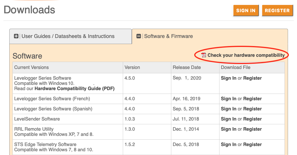 solinst software downloads page