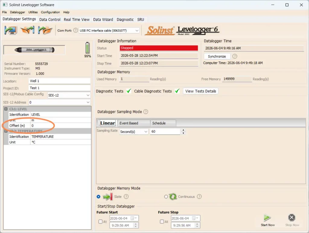 levelogger offset settings