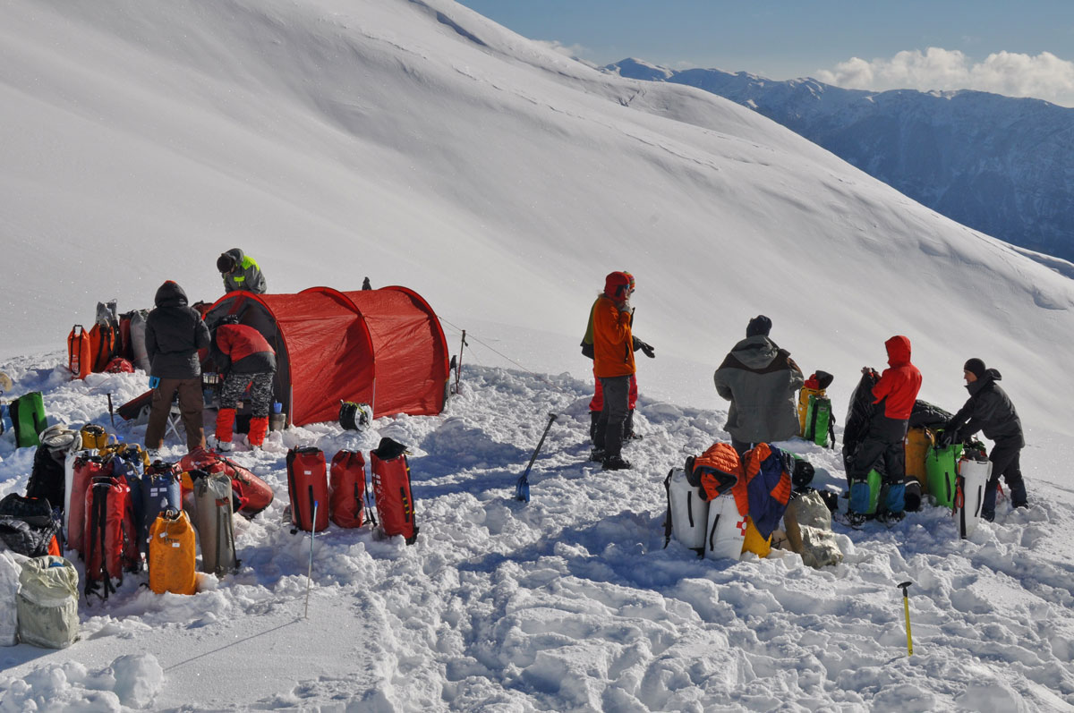 cavers at the surface camp before entering the sarma cave