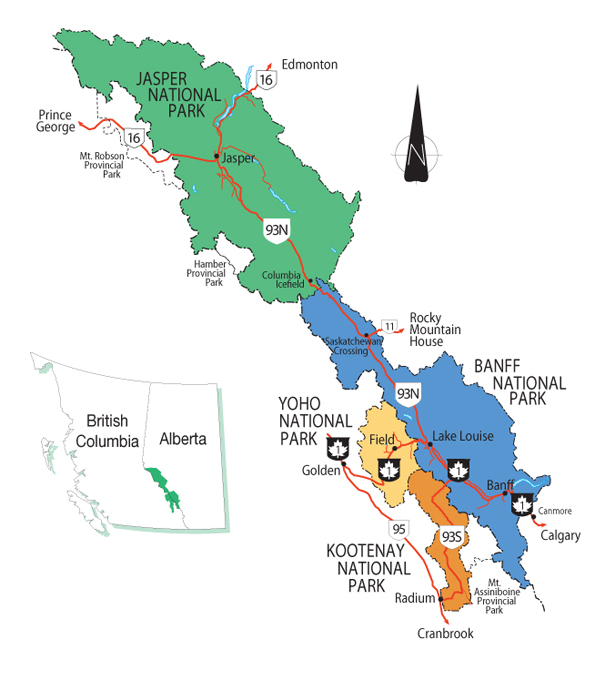 map of canadian rocky mountain parks