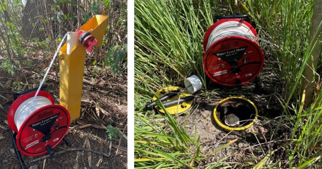 levelogger and barologger 5 installation in a monitoring well with water level meter