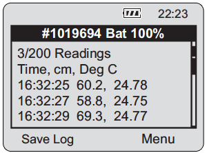 figure 8-4 data from levelogger menu