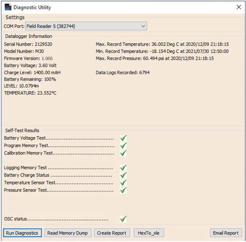 figure 11-1 solinst levelogger run diagnostics