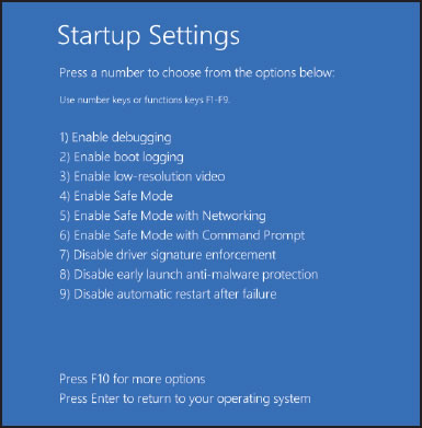 figure 5-16 windows 8 startup settings