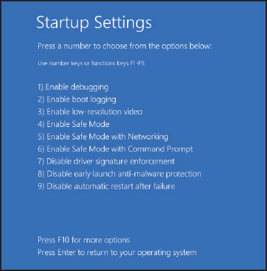 figure 5-16 windows 8 startup settings