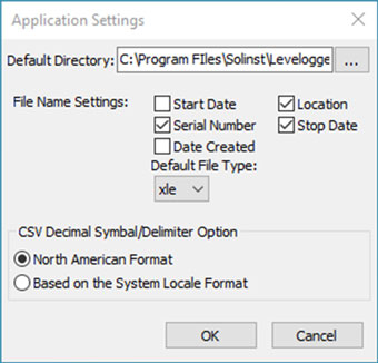 solinst levelogger software application setting window