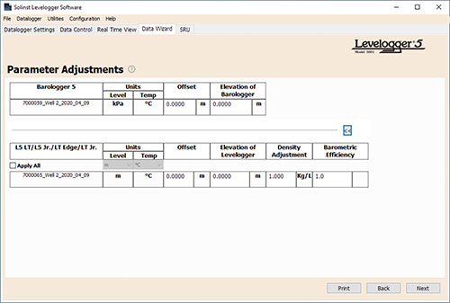 figure 8-8 solinst levelogger groundwater datalogger parameter adjustments