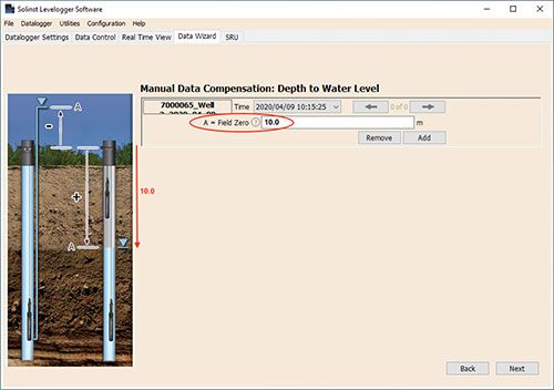 figure 8-8 solinst levelogger manual data adjustment depth to water level