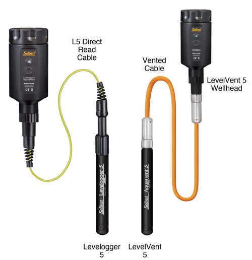 solinst levelogger 5 connected to levelogger 5 app interface by direct read cable