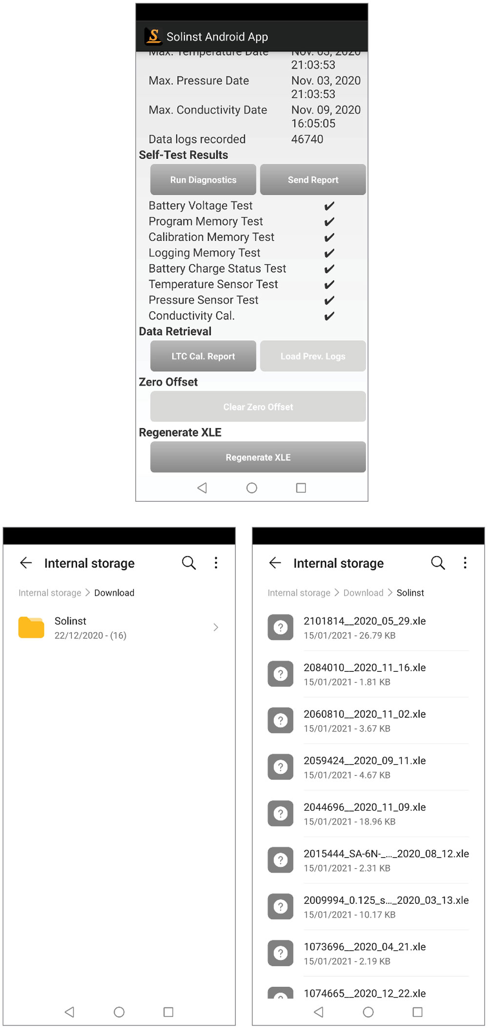 regenerate solinst levelogger xle files on android app version