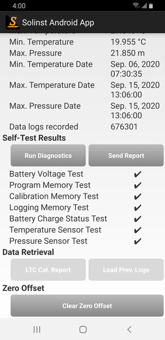 solinst levelogger app clear zero offset android