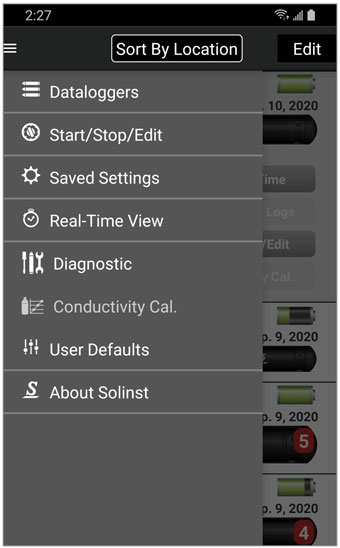 Solinst Levelogger App Main Menu for Android solinst levelogger app main menu android