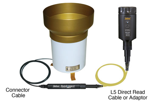 solinst rainlogger connected to rain guage tipping bucke and levelogger app interface