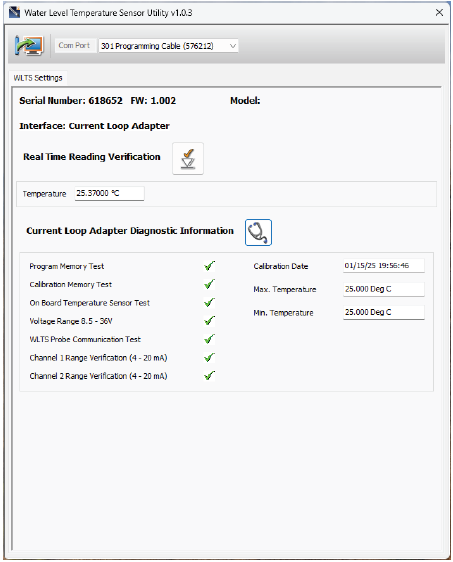 Water Level Temperature Sensor WLTS Current Loop Adaptor Diagnostic Information water level temperature sensor wlts current loop adaptor diagnostic information