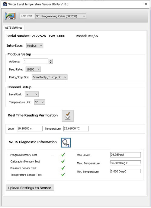 solinst water level temperature sensor diagnostic information