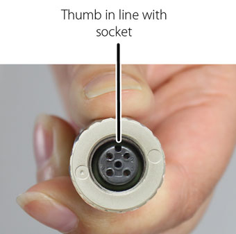 line up the alignment socket in the vented cable connector with the alignment pin in the wellhead connector