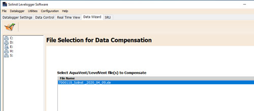 Selecting File for Compensating Solinst AquaVent selecting file for compensating solinst aquavent