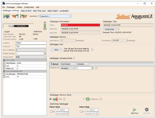 Solinst AquaVent 5 Dataloggers Settings Tab solinst aquavent 5 dataloggers settings tab
