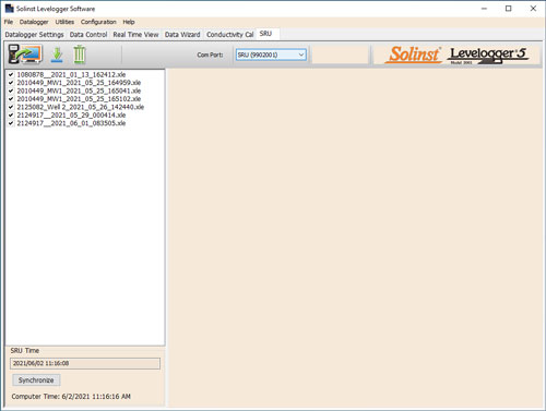 selecting levelogger files in solinst levelogger software