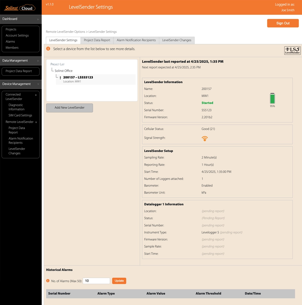 Figure 5-9 Remote LevelSender Settings figure 5-9 remote levelsender settings