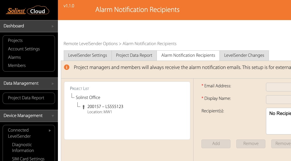 Figure 5-9 Alarm Notification Recipients figure 5-9 alarm notification recipients