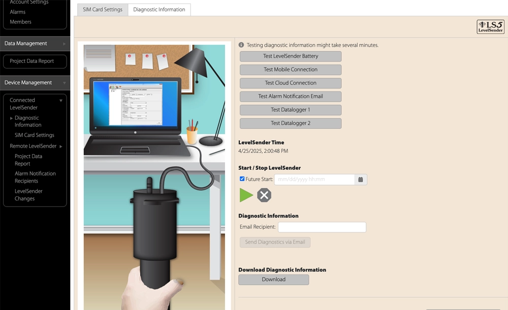 Figure 7-1 LevelSender Diagnostic Information figure 7-1 levelsender diagnostic information