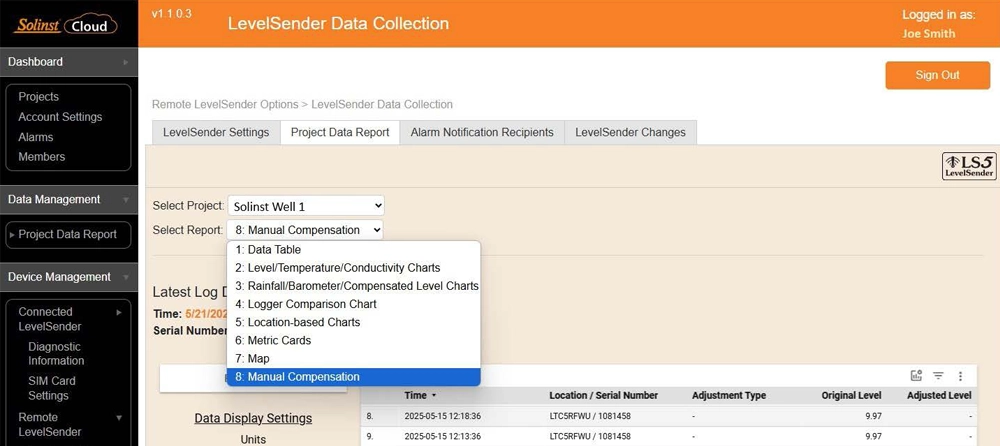 figure 6-3 manual compensation option