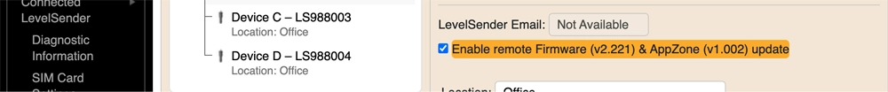 Figure 5-16 LevelSender Changes – Remote Firmware Update Pending figure 5-16 levelsender changes – remote firmware update pending