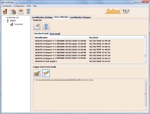 solinst levelsender pc software home station screen shot
